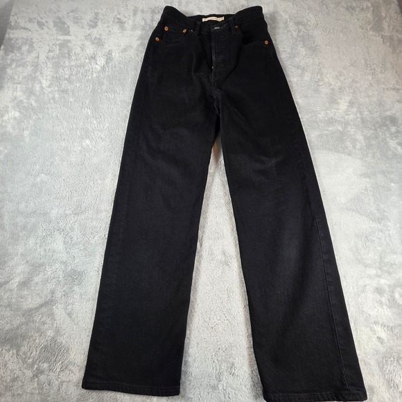 Levi's Denim - Levi's Premium Women 25 Black Ribcage Straight Ankle Jeans High Rise Pants